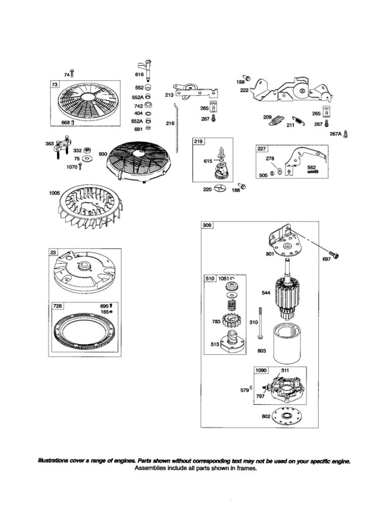 Flywheel/Motor Diagram and Parts List for 44K700 0026-0124 Briggs and Stratton Engine